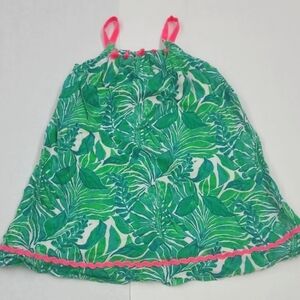 Tommy Bahama Green Leaf Print Dress with Pink Accents Size 6
